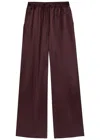 Tory Burch Pintuck Wide-leg Satin Trousers In Brown