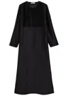 Tory Burch Pintucked Linen And Silk-blend Kaftan In Black