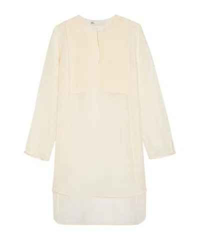 Tory Burch Pintucked Linen And Silk-blend Tunic In White