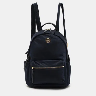 Pre-owned Tory Burch Piper Navy Blue Nylon Backpack