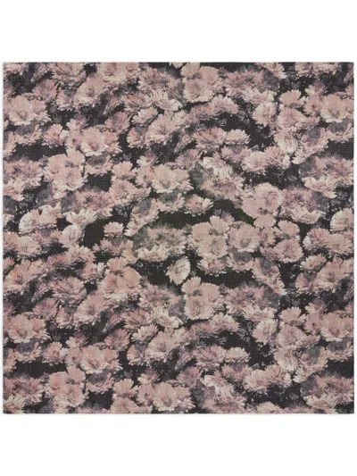 TORY BURCH PIXEL FLOWER-PRINT SILK SCARF
