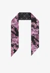 Tory Burch Pixel Flower-print Tie Scarf In Purple