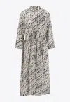 Tory Burch Silk Dress With Pixelated Logo Print