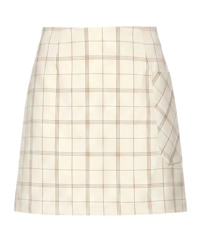 Tory Burch Plaid A-line Skirt In Neutral
