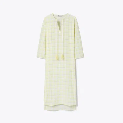 Tory Burch Plaid Cotton Caftan In Lumen Plaid