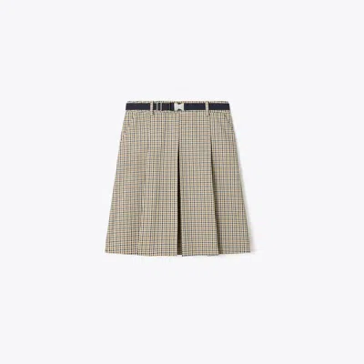 Tory Burch Plaid Golf Skirt In Gold