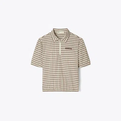 Tory Burch Plaid Half-zip Polo