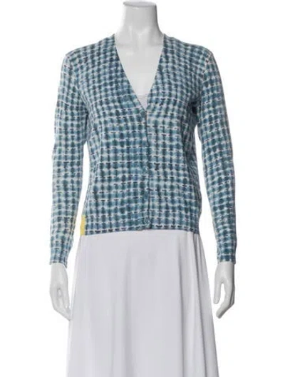 Pre-owned Tory Burch Plaid Print Blazer In Blue