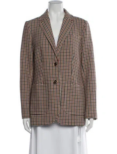 Pre-owned Tory Burch Plaid Print Blazer In Neutral