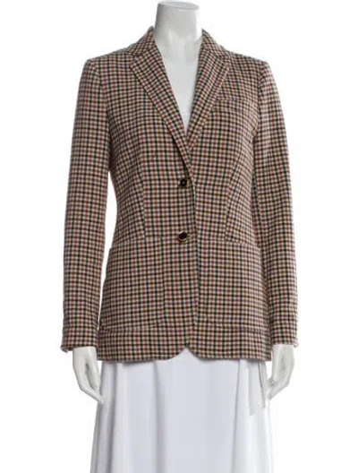 Pre-owned Tory Burch Plaid Print Blazer In Neutral