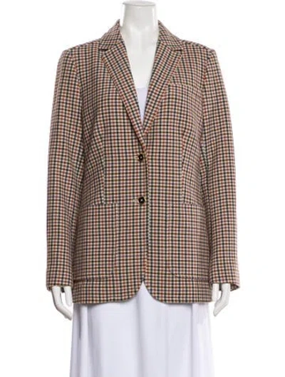 Pre-owned Tory Burch Plaid Print Blazer In Neutral