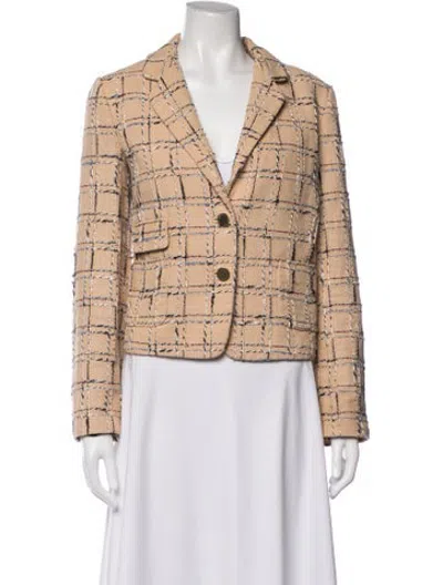 Pre-owned Tory Burch Plaid Print Blazer In Neutrals