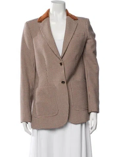 Pre-owned Tory Burch Plaid Print Blazer In Orange