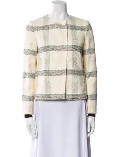 Pre-owned Tory Burch Plaid Print Blazer W/ Tags In Neutral