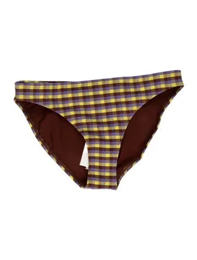 Pre-owned Tory Burch Plaid Print Bottoms W/ Tags In Brown