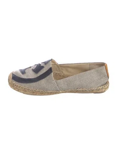 Pre-owned Tory Burch Plaid Print Braided Accents Espadrilles