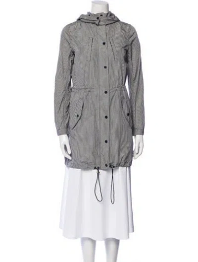 Pre-owned Tory Burch Plaid Print Coat In White