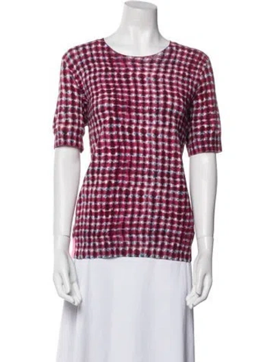 Pre-owned Tory Burch Plaid Print Crew Neck T-shirt In Multi