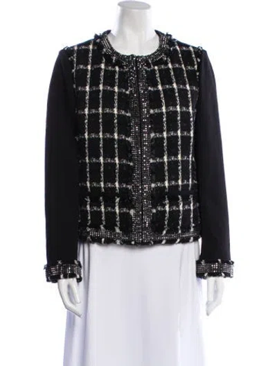 Pre-owned Tory Burch Plaid Print Evening Jacket In Black