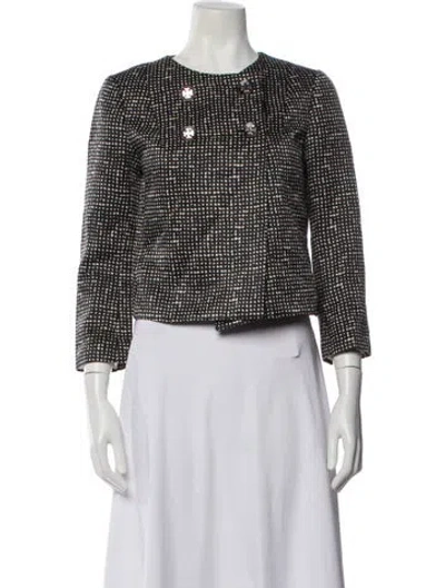 Pre-owned Tory Burch Plaid Print Evening Jacket In Black