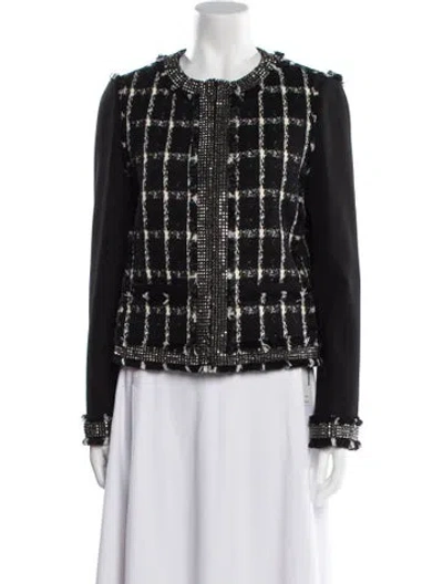 Pre-owned Tory Burch Plaid Print Evening Jacket W/ Tags In Black