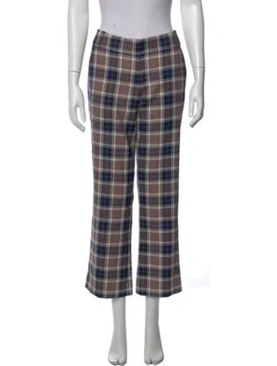 Pre-owned Tory Burch Plaid Print Flared Pants