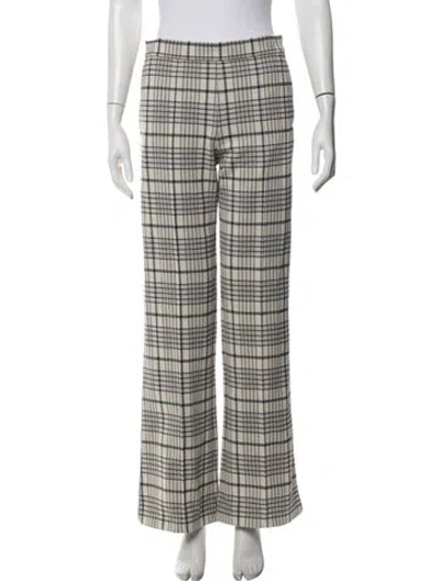 Pre-owned Tory Burch Plaid Print Flared Pants In Neutrals