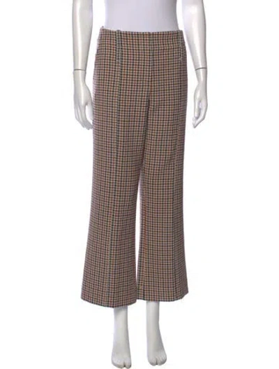 Pre-owned Tory Burch Plaid Print Flared Pants In Neutrals
