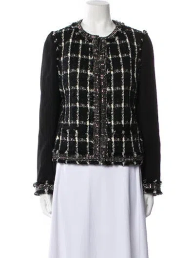 Pre-owned Tory Burch Plaid Print Jacket In Black