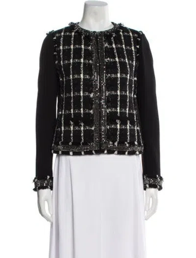 Pre-owned Tory Burch Plaid Print Jacket In Black