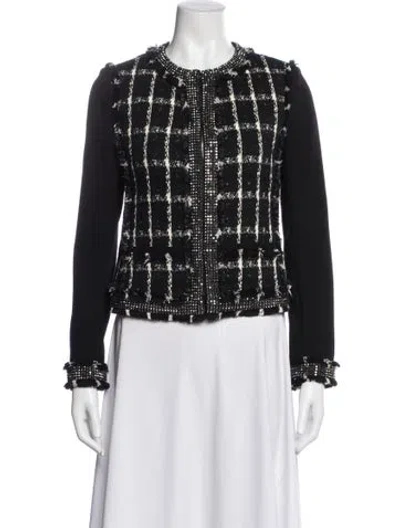 Pre-owned Tory Burch Plaid Print Jacket In Black