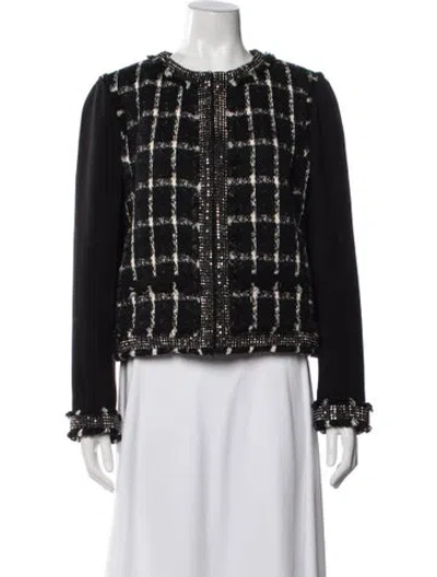Pre-owned Tory Burch Plaid Print Jacket In Black