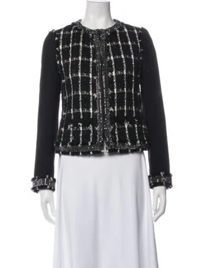 Pre-owned Tory Burch Plaid Print Jacket In Black
