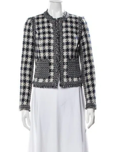 Pre-owned Tory Burch Plaid Print Jacket In Blue
