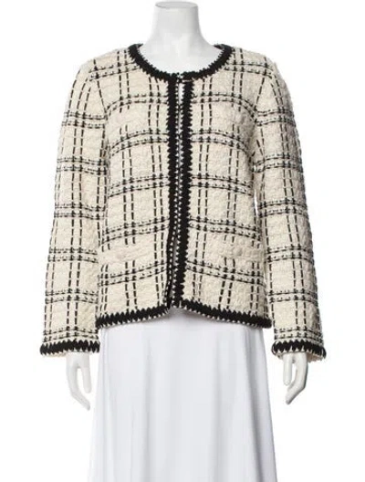 Pre-owned Tory Burch Plaid Print Jacket In Neutrals