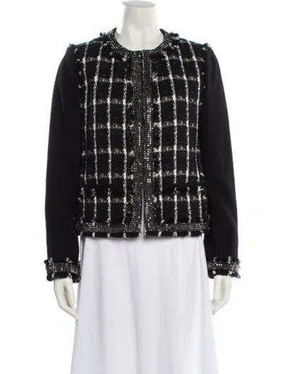 Pre-owned Tory Burch Plaid Print Jacket W/ Tags In Black