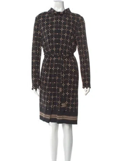 Pre-owned Tory Burch Plaid Print Knee-length Dress In Black