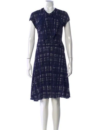 Pre-owned Tory Burch Plaid Print Knee-length Dress In Blue