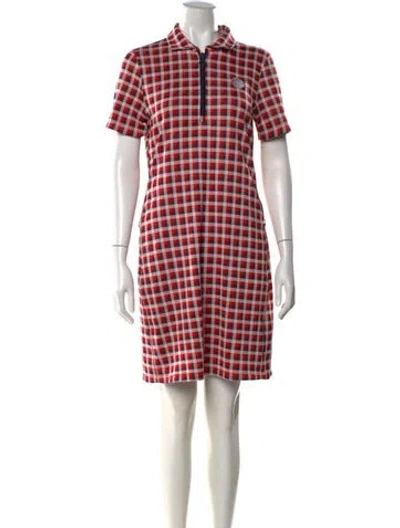 Pre-owned Tory Burch Plaid Print Knee-length Dress In Red