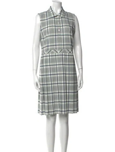 Pre-owned Tory Burch Plaid Print Knee-length Dress W/ Tags In Green