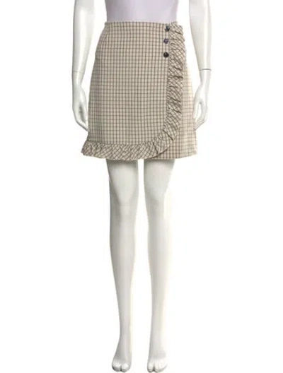 Pre-owned Tory Burch Plaid Print Knee-length Shorts In Neutral