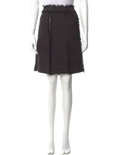 Pre-owned Tory Burch Plaid Print Knee-length Skirt In Brown