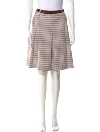Pre-owned Tory Burch Plaid Print Knee-length Skirt In Neutral
