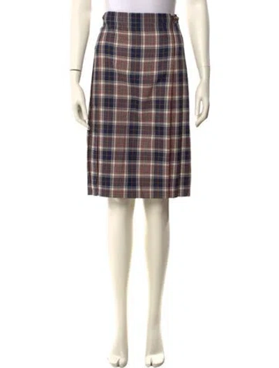 Pre-owned Tory Burch Plaid Print Knee-length Skirt W/ Tags In Multi