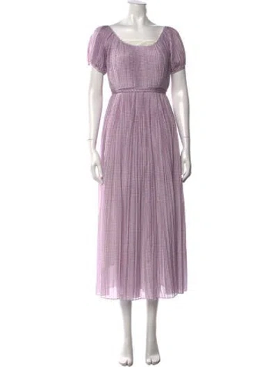 Pre-owned Tory Burch Plaid Print Long Dress In Purple