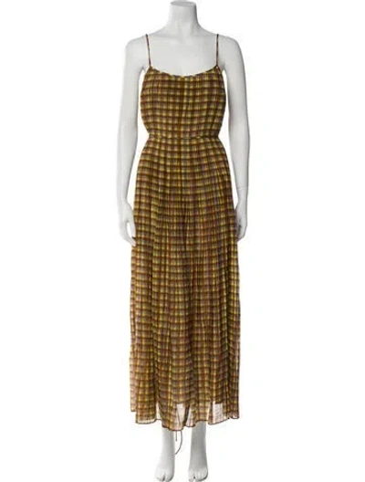 Pre-owned Tory Burch Plaid Print Long Dress W/ Tags In Multi