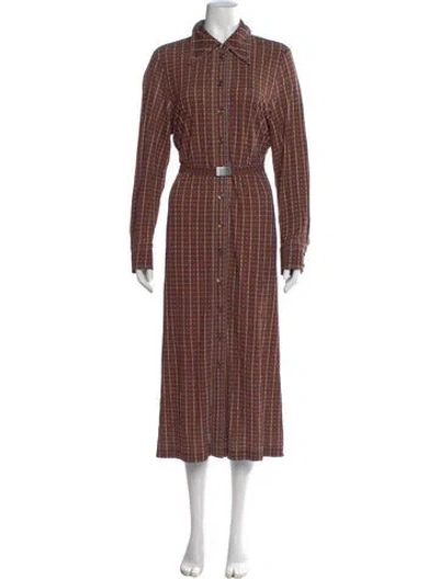 Pre-owned Tory Burch Plaid Print Midi Length Dress In Multi