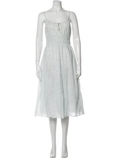 Pre-owned Tory Burch Plaid Print Midi Length Dress In Neutral