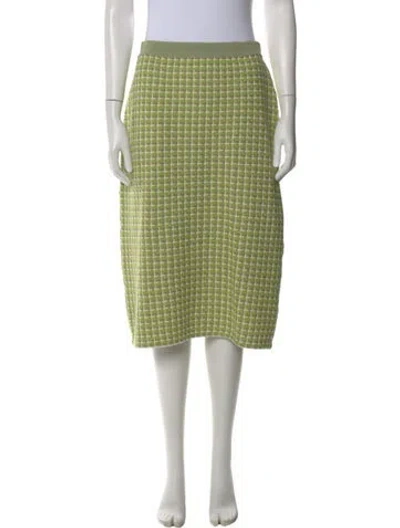 Pre-owned Tory Burch Plaid Print Midi Length Skirt In Green