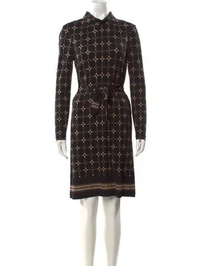 Pre-owned Tory Burch Plaid Print Mini Dress In Black